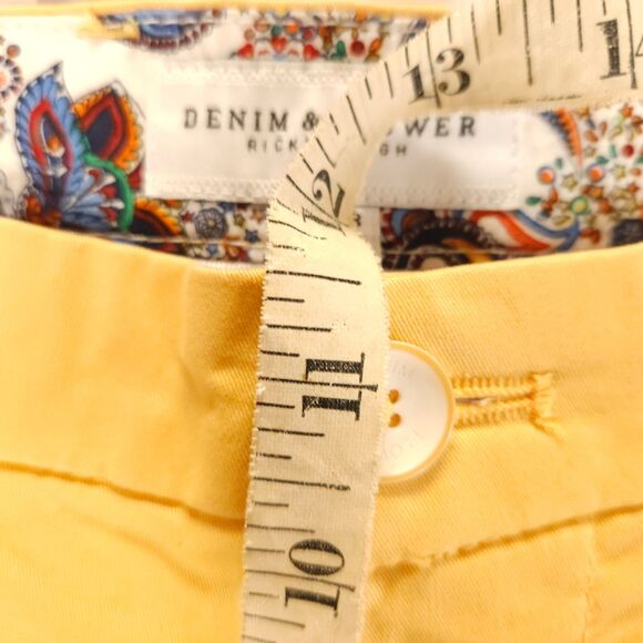 NWT Denim & Flower Ricky Singh Mens 38 Yellow Power Strech Chino Khaki Shorts - Picture 7 of 8